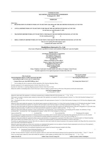 Thumbnail DoubleDown Interactive 20-F Annual Report 2022