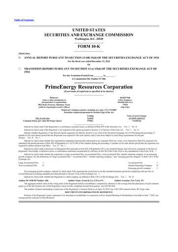 Thumbnail PrimeEnergy Resources 10-K Annual Report 2022