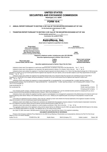 Miniature AstroNova, Inc. 10-K Rapport annuel 2023