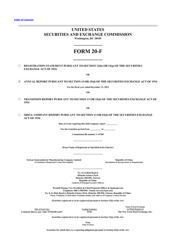 Thumbnail TSMC 20-F Annual Report 2022