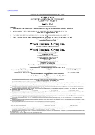 Thumbnail Woori Financial Group 20-F Annual Report 2022