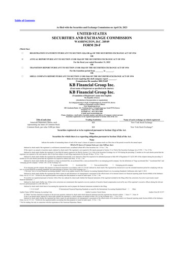 Thumbnail KB Financial Group 20-F Annual Report 2022