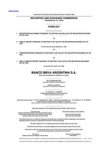 Vorschaubild BBVA Argentina 20-F Jahresbericht 2022