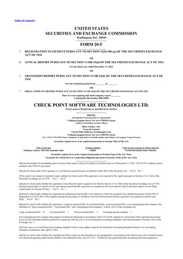 Thumbnail Check Point Software 20-F Annual Report 2022