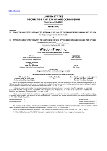 Thumbnail WisdomTree
 10-Q Quarterly Report FY2023 