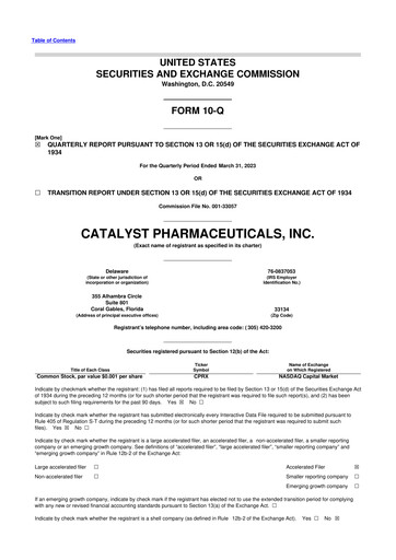 Thumbnail Catalyst Pharmaceuticals 10-Q Quarterly Report FY2023 