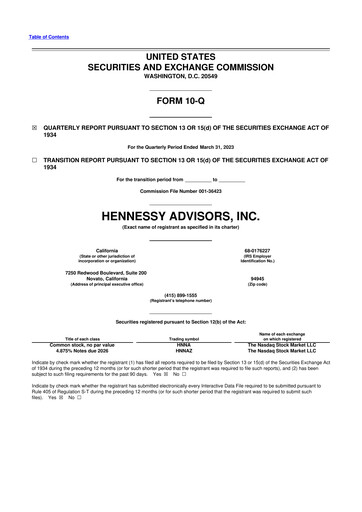 Thumbnail Hennessy Advisors 10-Q Quarterly Report FY2023 