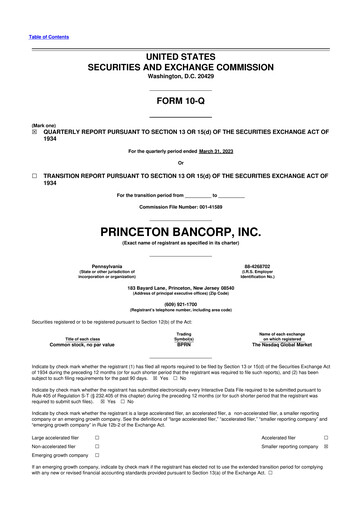 Miniature Princeton Bancorp 10-Q Rapport trimestriel 2023 