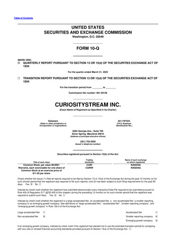 Miniature CuriosityStream 10-Q Rapport trimestriel 2023 