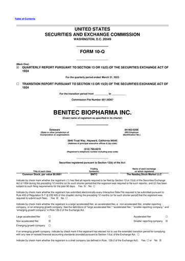 Thumbnail Benitec Biopharma
 10-Q Quarterly Report FY2023 
