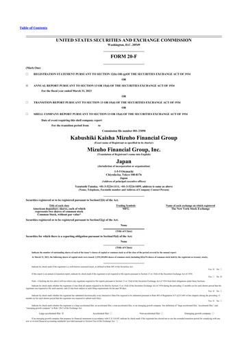 Thumbnail Mizuho Financial Group
 20-F Annual Report 2023