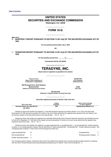 Miniature Teradyne 10-Q Rapport trimestriel 2023 