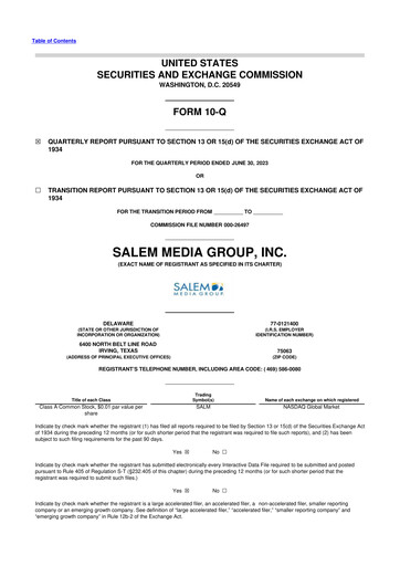 Thumbnail Salem Media Group
 10-Q Quarterly Report FY2023 