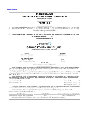 Miniature Genworth Financial
 10-Q Rapport trimestriel 2023 