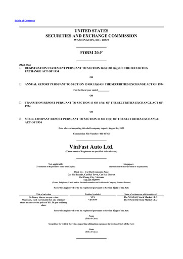 Miniature VinFast Auto 20-F Rapport annuel 