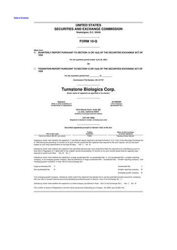 Thumbnail Turnstone Biologics 10-Q Quarterly Report FY2023 