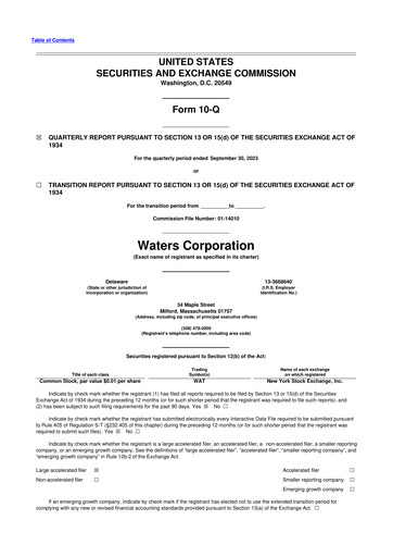 Thumbnail Waters Corporation 10-Q Quarterly Report FY2023 