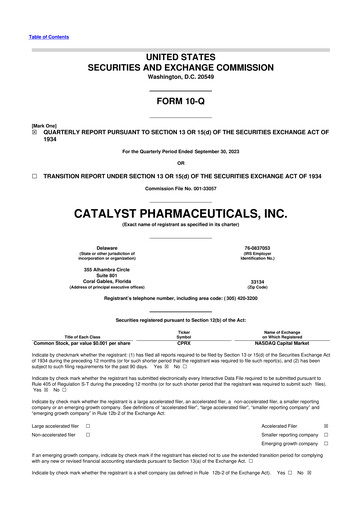 Thumbnail Catalyst Pharmaceuticals 10-Q Quarterly Report FY2023 