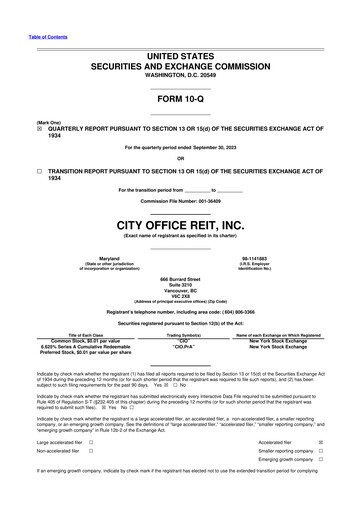 Thumbnail City Office REIT
 10-Q Quarterly Report FY2023 