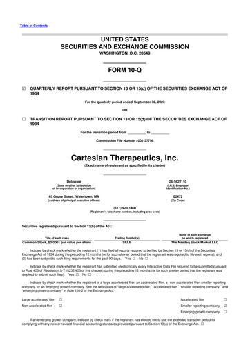 Vorschaubild Cartesian Therapeutics 10-Q Quartalsbericht 2023 