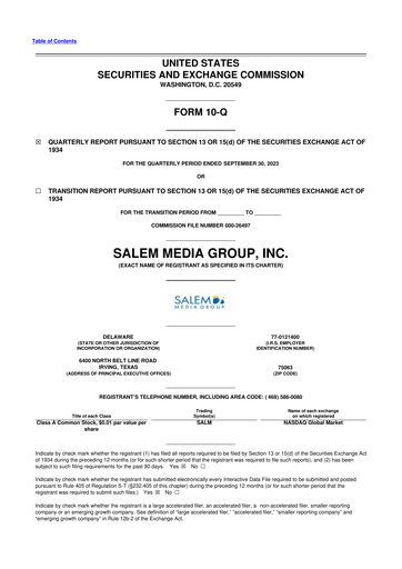 Thumbnail Salem Media Group
 10-Q Quarterly Report FY2023 