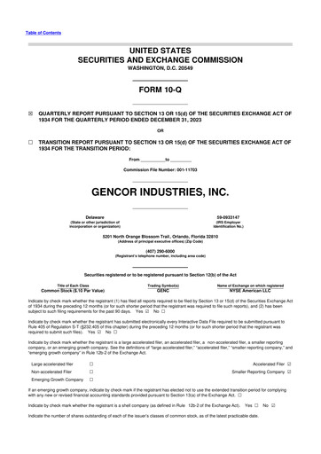 Miniature Gencor Industries
 10-Q Rapport trimestriel 2024 