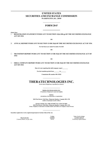 Thumbnail Theratechnologies 20-F Annual Report 2023