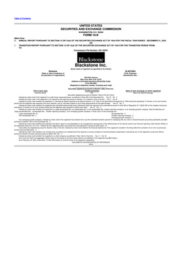 Miniature Blackstone Group 10-K Rapport annuel 