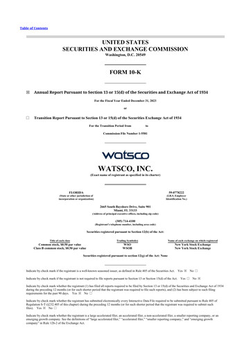 Miniature Watsco
 10-K Rapport annuel 2023