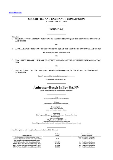 Thumbnail Anheuser-Busch Inbev 20-F Annual Report 2023