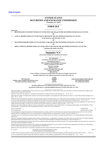 Miniature Immatics 20-F Rapport annuel 2023