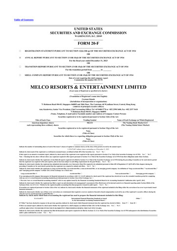 Thumbnail Melco Resorts & Entertainment 20-F Annual Report 2023