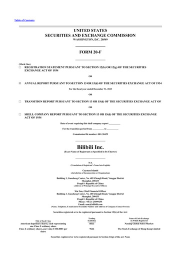 Miniature Bilibili 20-F Rapport annuel 2023