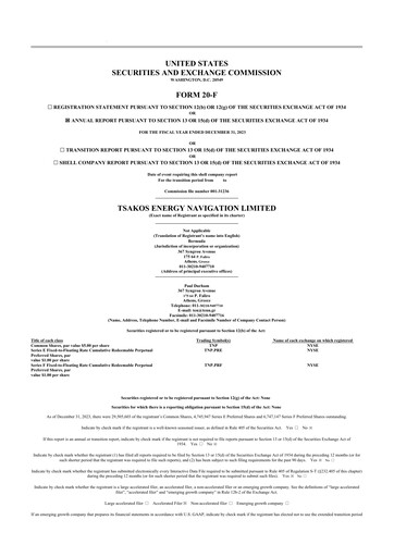 Thumbnail Tsakos Energy Navigation 20-F Annual Report 2023