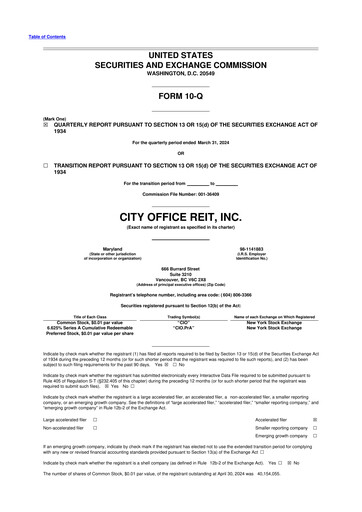 Thumbnail City Office REIT
 10-Q Quarterly Report FY2024 