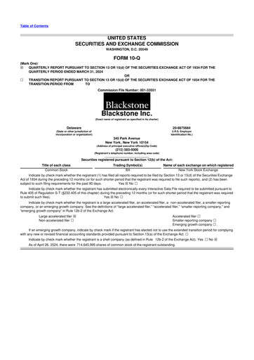 Thumbnail Blackstone Group 10-Q Quarterly Report FY 
