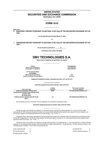 Thumbnail DBV Technologies 10-Q Quarterly Report FY2024 