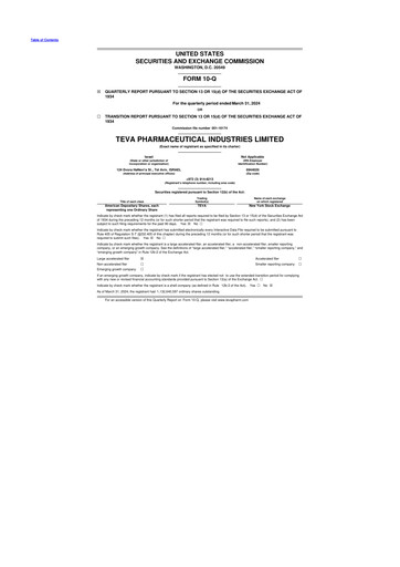 Vorschaubild Teva Pharmaceutical Industries 10-Q Quartalsbericht 2024 