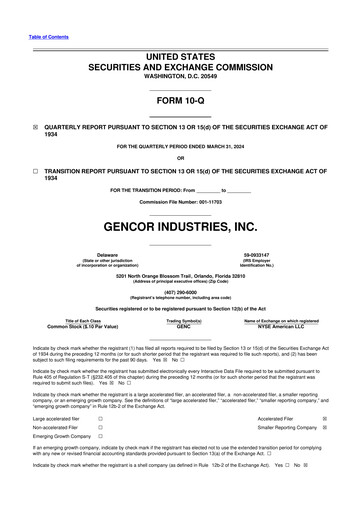 Miniature Gencor Industries
 10-Q Rapport trimestriel 2024 