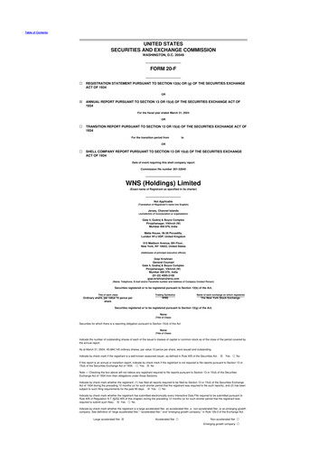 Miniature WNS 20-F Rapport annuel 2024