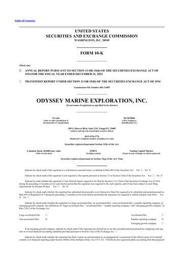 Thumbnail Odyssey Marine Exploration 10-K Annual Report 2023