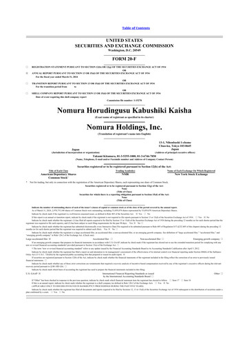 Vorschaubild Nomura Holdings 20-F Jahresbericht 2024