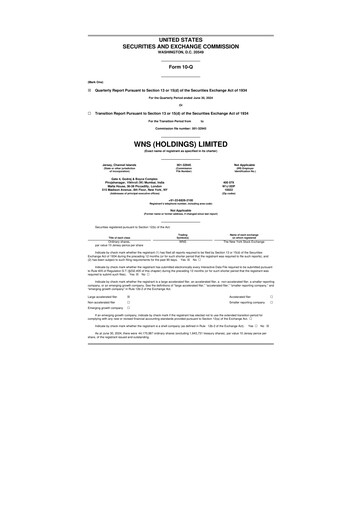 Miniature WNS 10-Q Rapport trimestriel 2024 