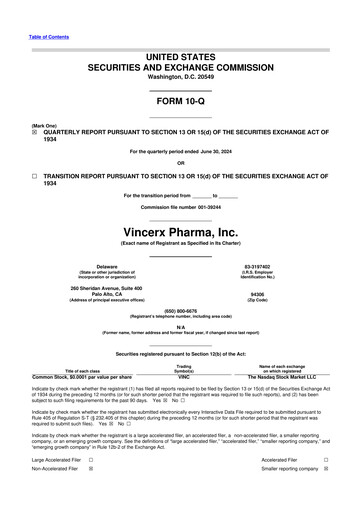 Miniature Vincerx Pharma 10-Q Rapport trimestriel 2024 
