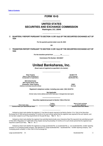 Vorschaubild United Bankshares 10-Q Quartalsbericht 2024 