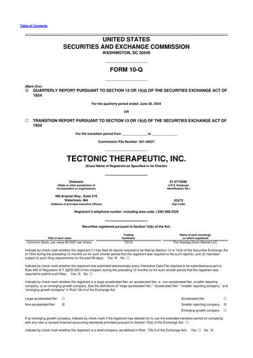 Thumbnail Tectonic Therapeutic 10-Q Quarterly Report FY2024 