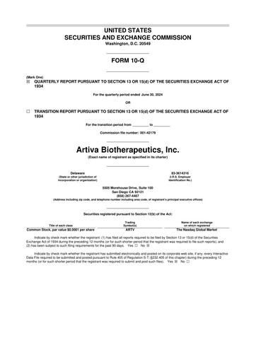 Thumbnail Artiva Biotherapeutics 10-Q Quarterly Report FY2024 