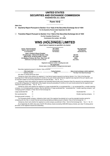 Miniature WNS 10-Q Rapport trimestriel 2025 