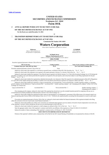 Thumbnail Waters Corporation 10-K Annual Report 2024