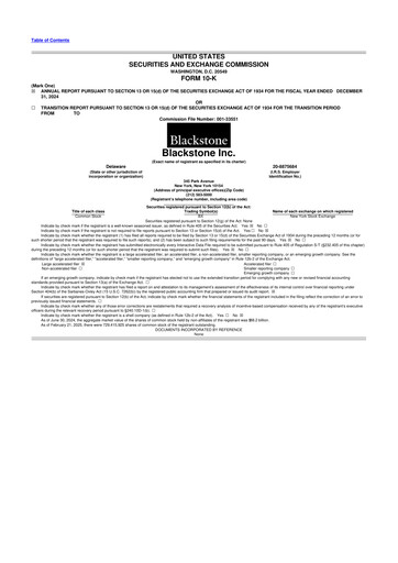 Miniature Blackstone Group 10-K Rapport annuel 